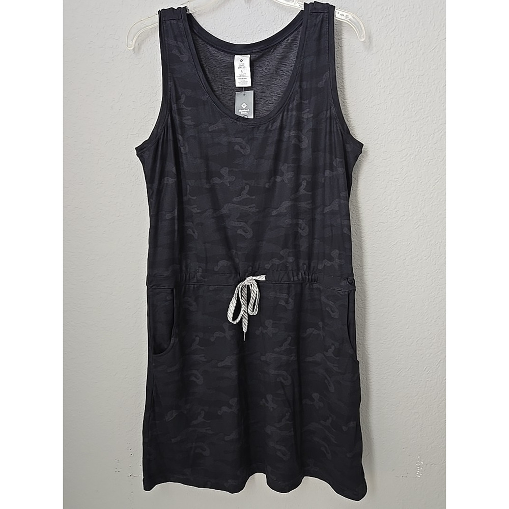 Members Mark Favorite Soft Dress NWT Large Black Camo Sleeveless Tank Pockets
